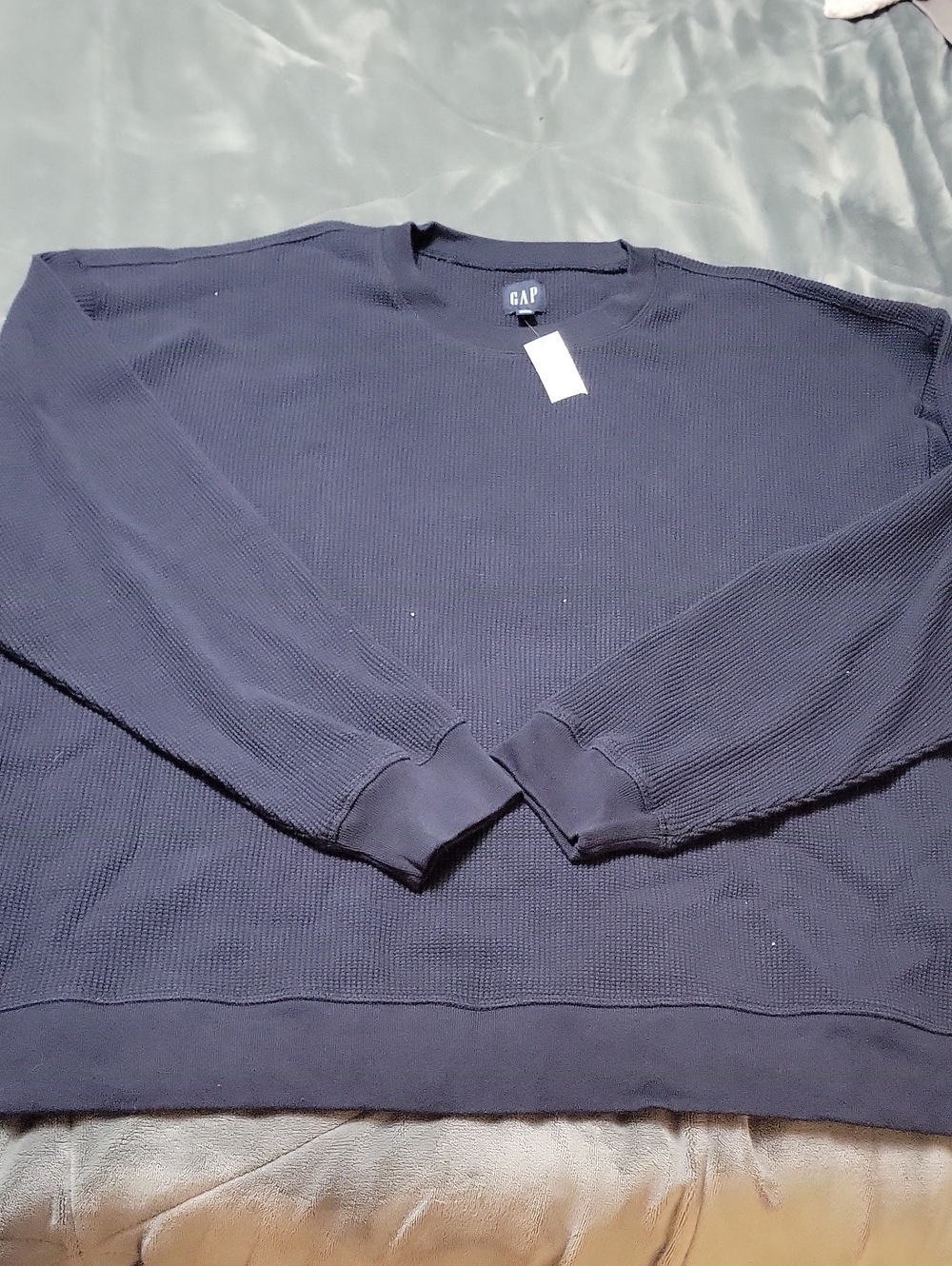 GAP Men's Dark Navy Waffle Crewneck Sweater